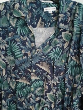 Pierre Cardin Navy Tropical Print Men's Shirt